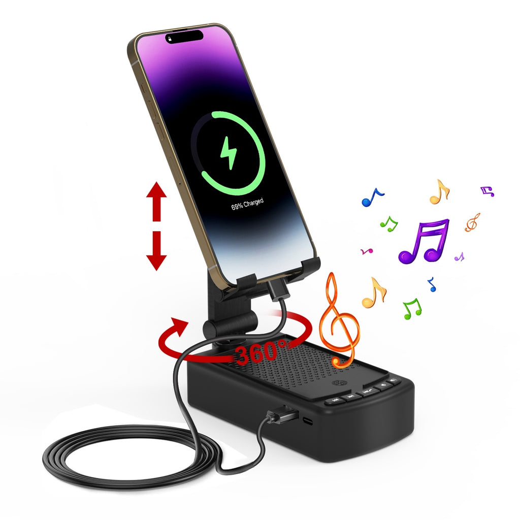 1Pc Cell Phone Stand With HD Surround Wireless Speaker Power Bank Portable Foldable Charging Phone Stand With Anti Slip Base Compatible With Phone Tablet For Home Office Outdoor