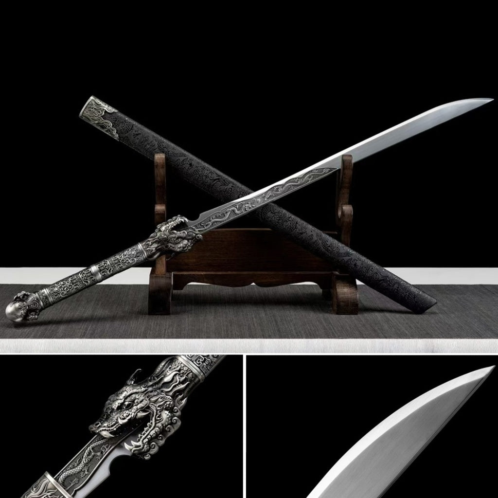 Ancient-Style Han Sword Hand-Forged Cold Weapon Collectible Gift  Decoration High Manganese Steel Integral Double Edged Unsharpened