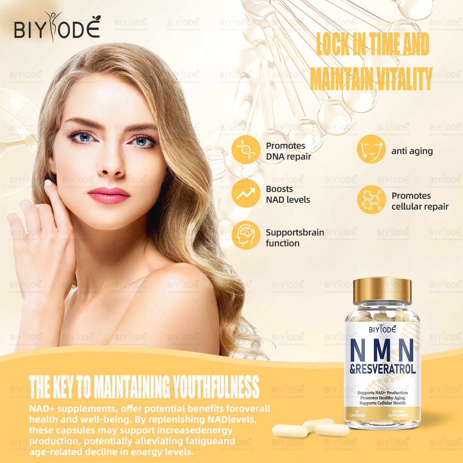 OEM Custom Food Supplements Health Vitamins Nad Supplement Wholesale Immune Support Promotes DNA Repair NMN Capsules