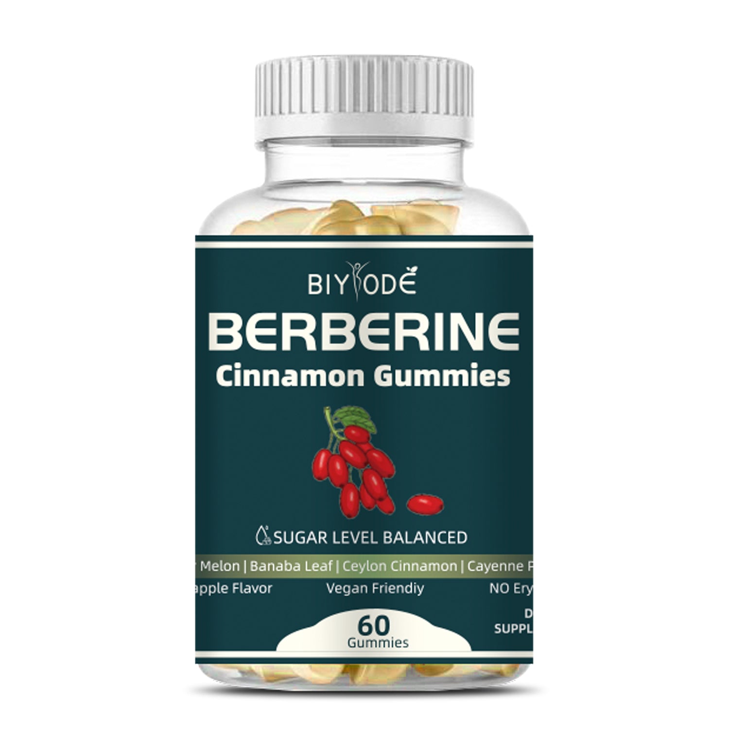 Biyode OEM ODM Wholesale Berberine Cinnamon Herbal Extract Gummies Natural Daily Wellness Support