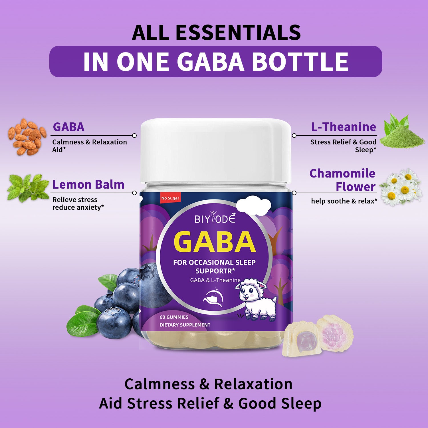Biyode Sleep Support Gummies Ready Stock Fast Shipping Gaba Melatonin Supplement Wholesale