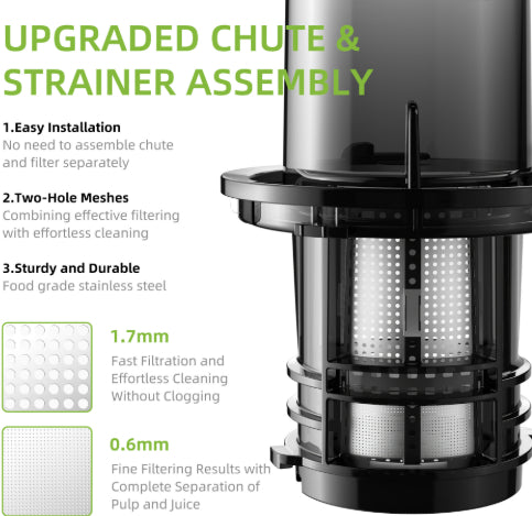 Large Diameter Juicer Low Speed Juice Extractor
