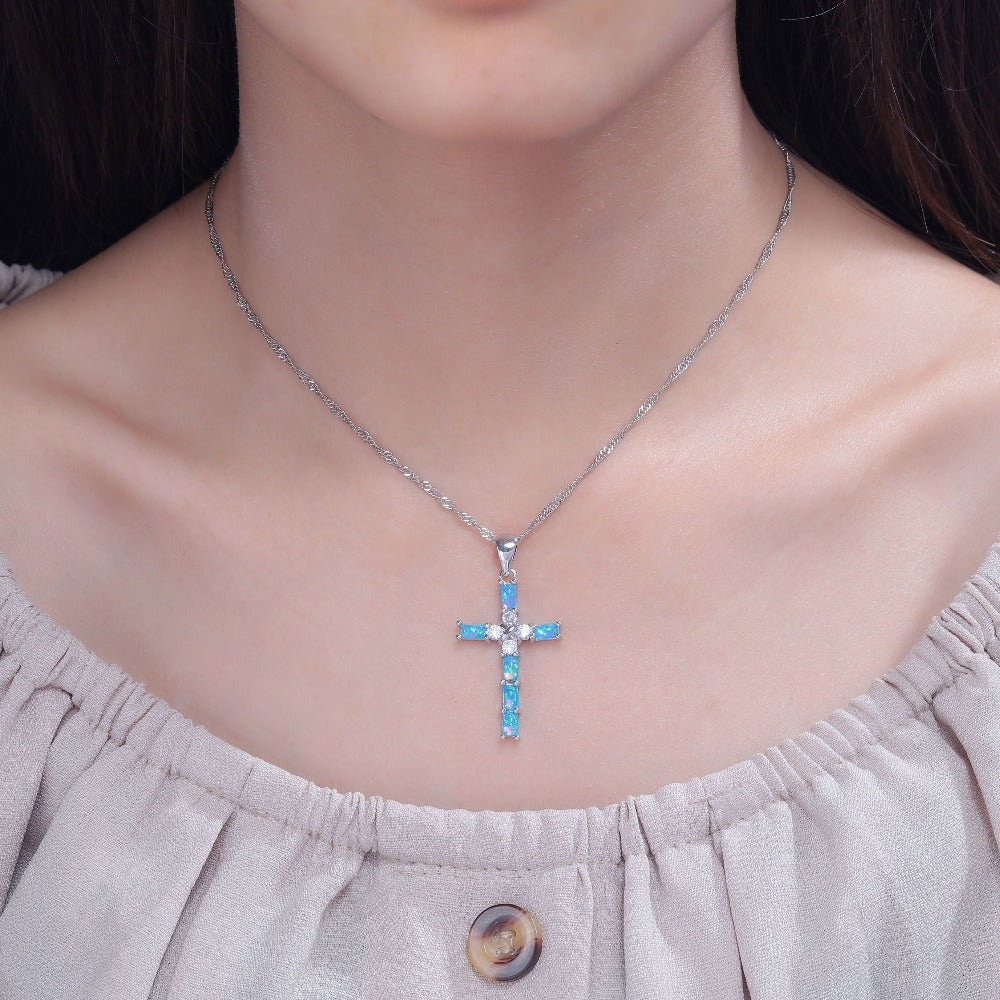 Ladies Cross Pendant Necklace