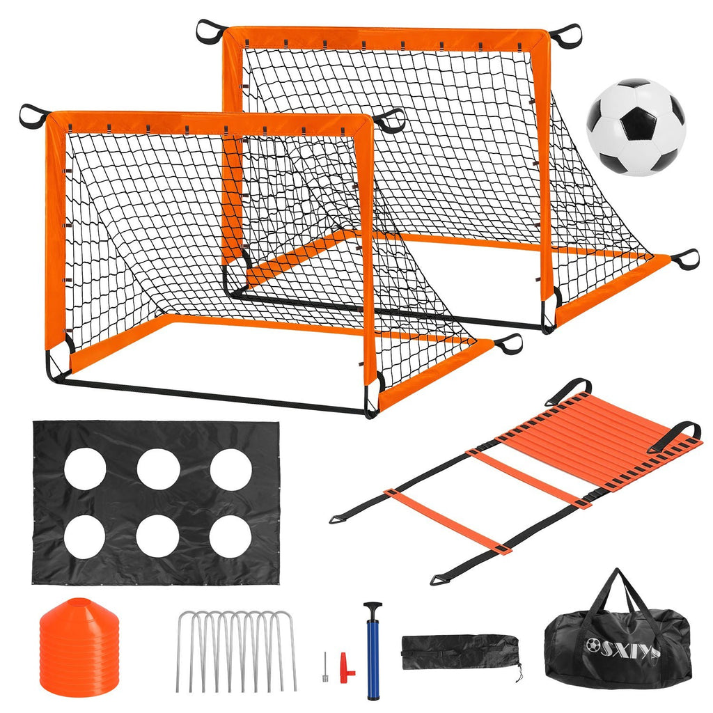 1Set Kids Soccer Goals Set For Yard Portable Soccer Training Equipment With Cones Agility Ladder Target Carry Bag For Toddler Outdoor Sport Play