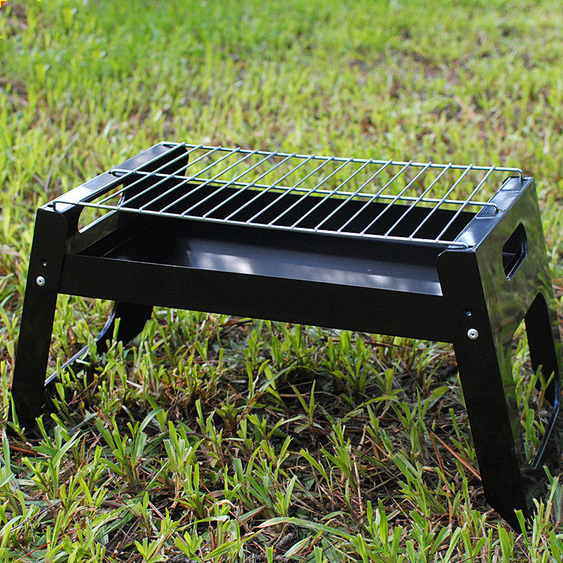 Folding Outdoor Barbecue Grill Iron Rotisserie Chicken Meat Kebab Roasting Rack Portable Camping Picnic BBQ Charcoal Stove Stand