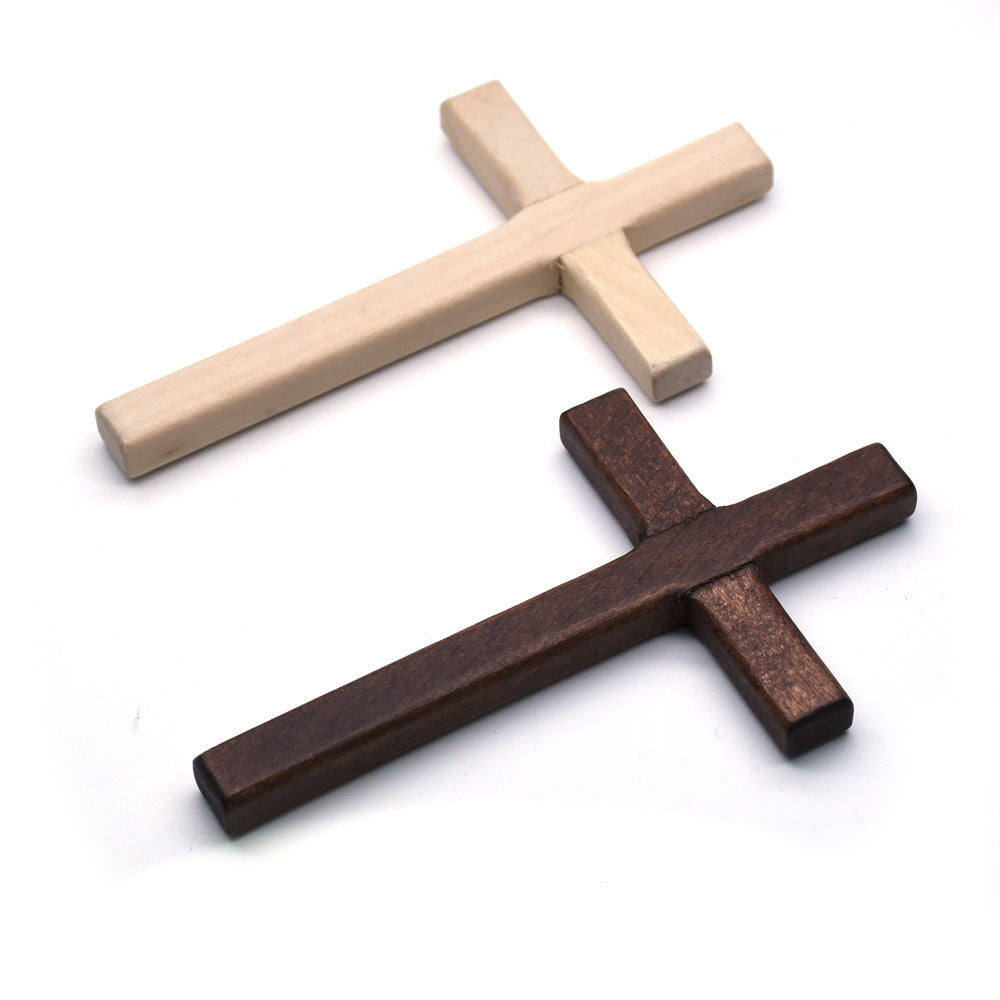 Handmade Wooden Icon Religious Prayer Hand Holding A Cross