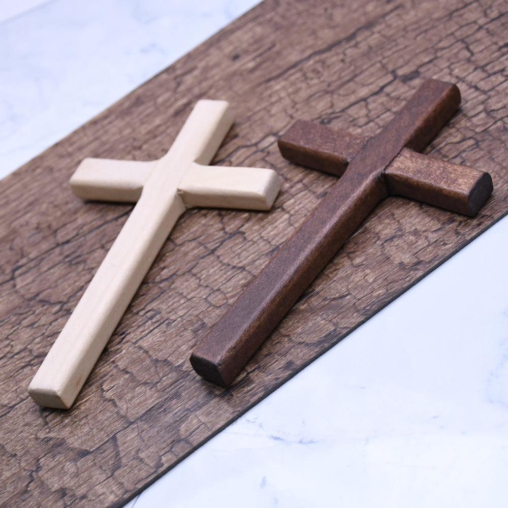 Handmade Wooden Icon Religious Prayer Hand Holding A Cross
