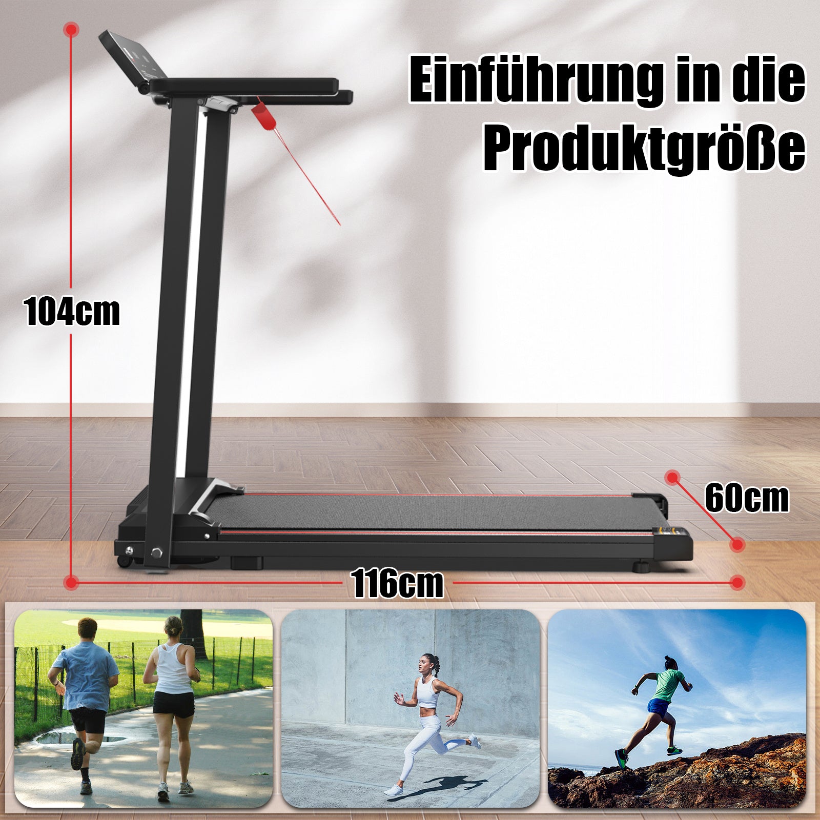 EU Electric Treadmill, Folding Treadmill For Home Up To 12 Kmh, With LED Display, App, Compact Treadmill For Home And Office, Weighing 120KG