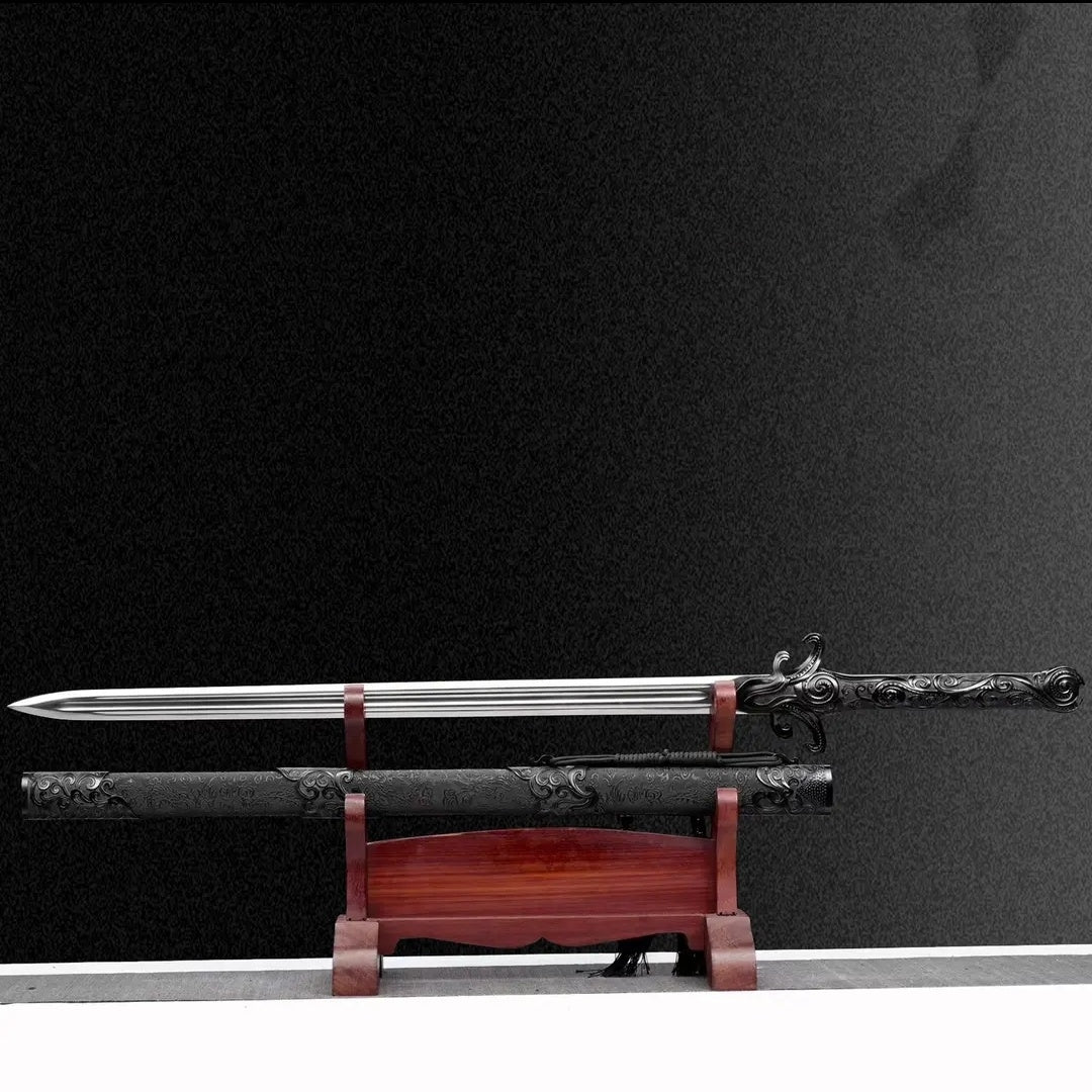 Yuling - Black Integral Sword High Manganese Steel  Self-Defense Cold Weapon  Collection Grade  Unsharpened