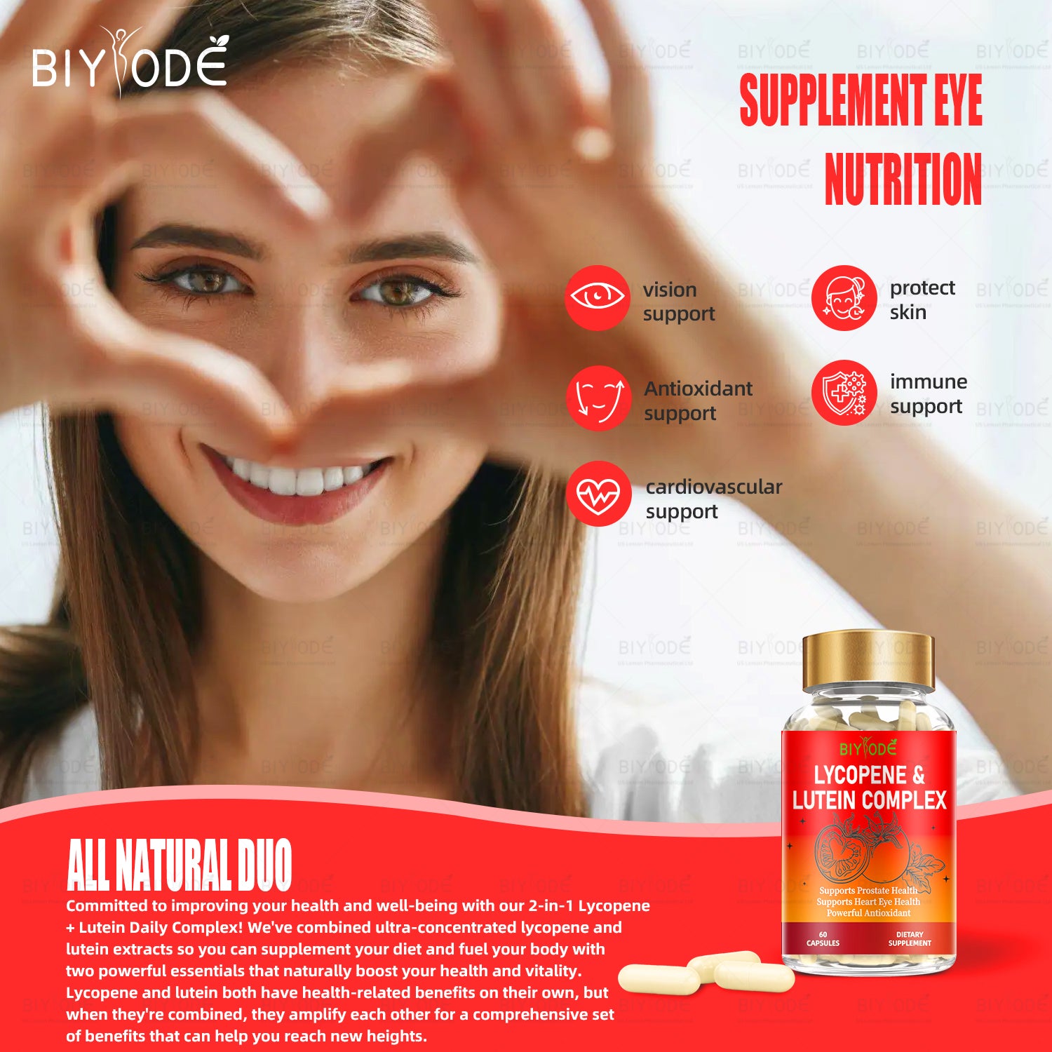 Jiabeikang Factory Wholesale Vitamins Blood Heart Eyes Health Supplements Lycopene Lutein 2 In 1 Capsules