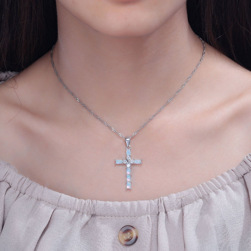 Ladies Cross Pendant Necklace