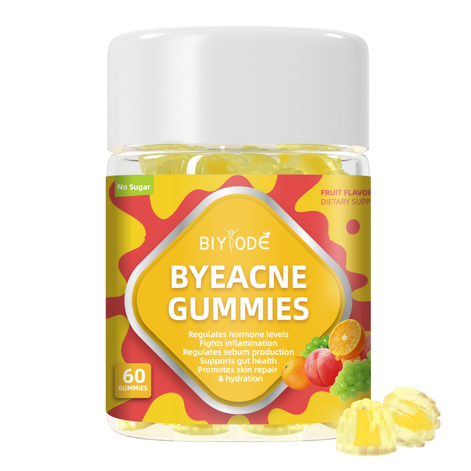 Custom Private Label ByeAcne Gummies -Hormone Balance Reduce Acne &Supports Gut Health No Sugar GMP Certified