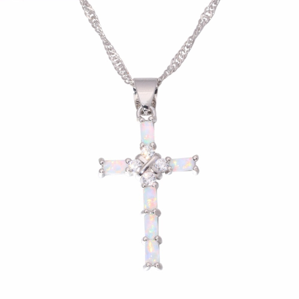 Ladies Cross Pendant Necklace