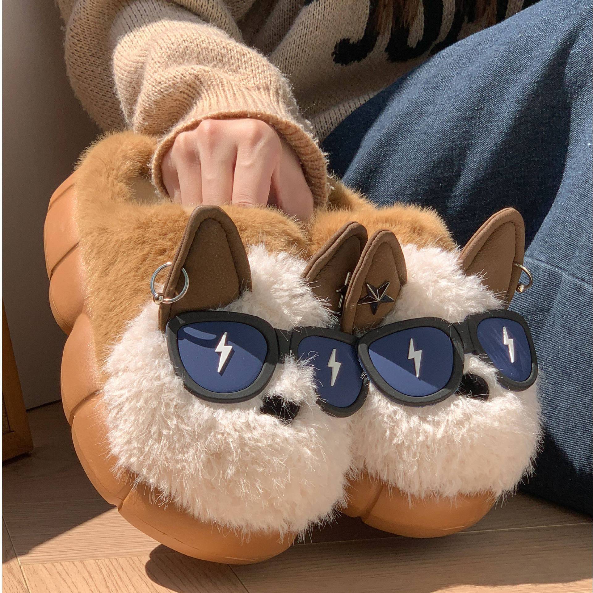 Plush Cotton Slippers – Soft EVA Sole, Round Toe, Flat Heel, Indoor/House Shoes SnugPaws