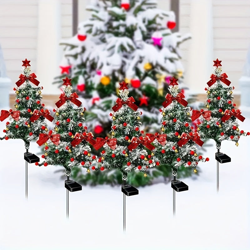 2pcs Solar Christmas Cedar Tree Lights Outdoor Lawn Ground Plug Patio Landscape Balcony Christmas