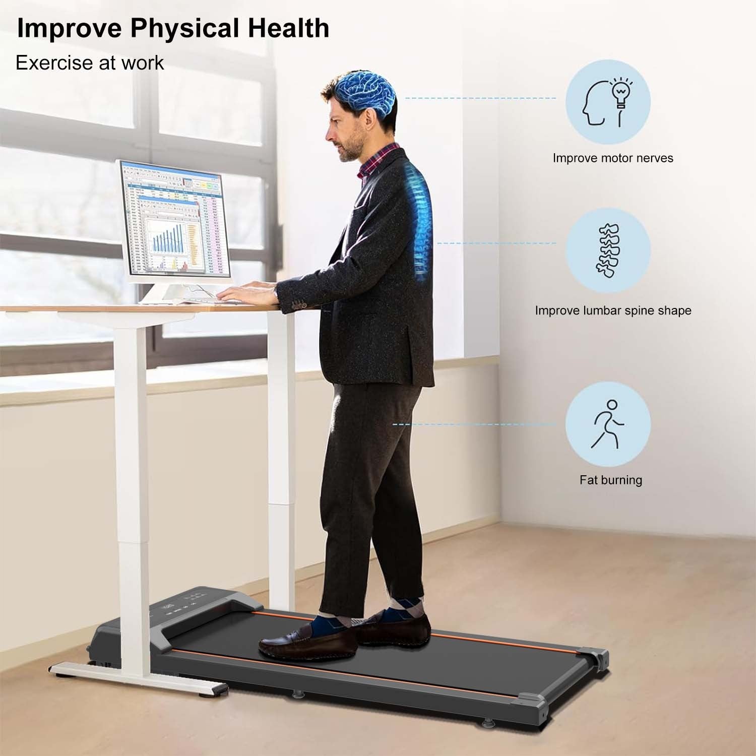 Treadmill - Walking Pad Under Desk Treadmill LED Display And Remote Control Portable Treadmill