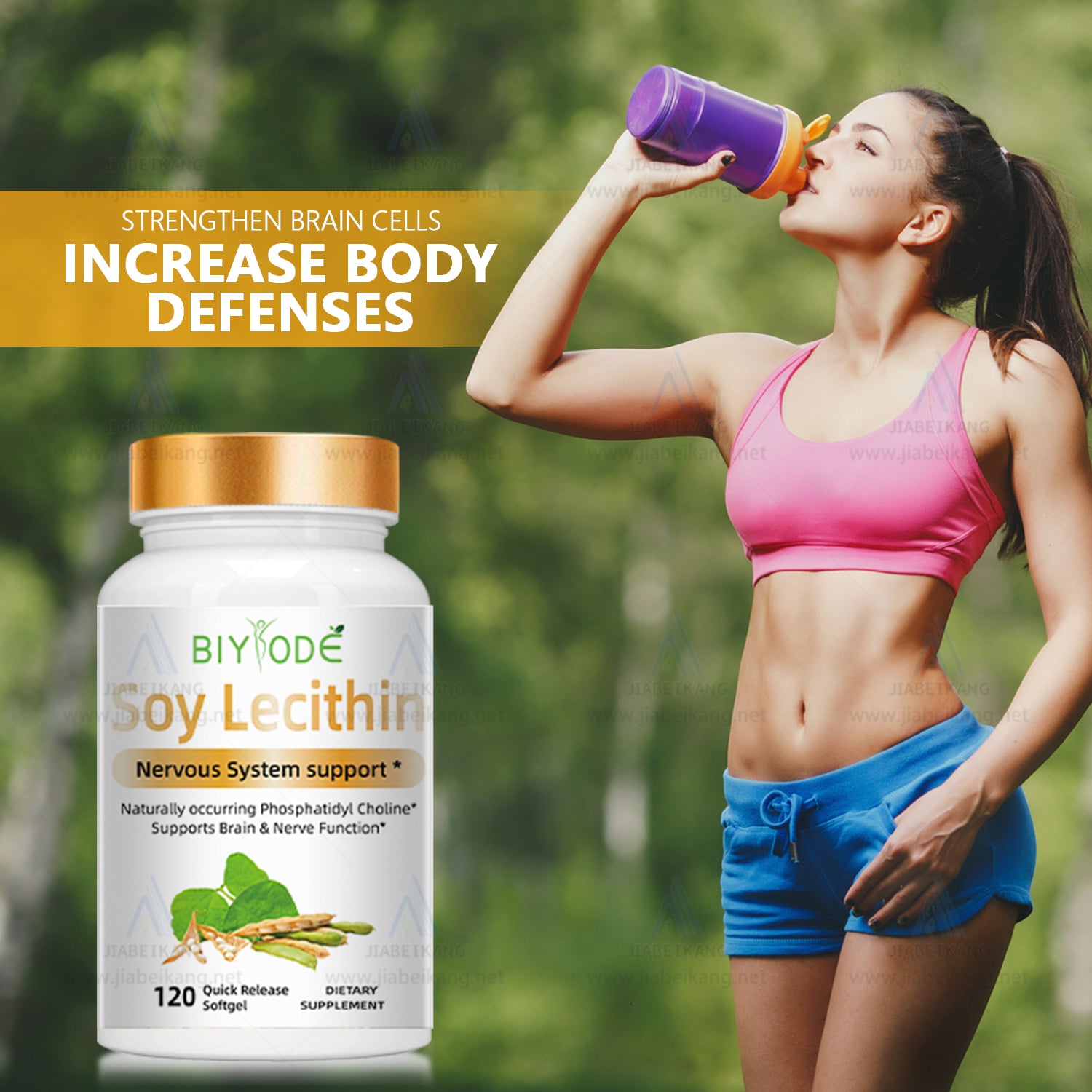 Private Label Halal Vegan Softgel Capsules Soy Lecithin Herbal Multivitamin For Nervous System, Brain And Mood Support OEM ODM Custom Supplement Manufacturer Wholesale