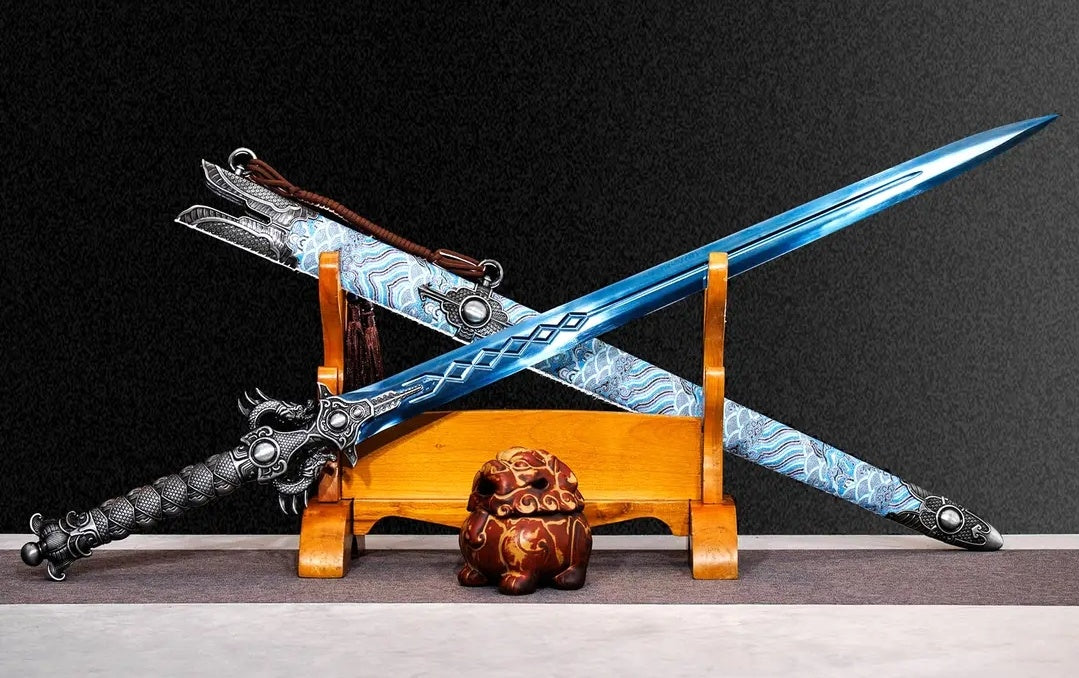 Blue Xingyuan Sword From Longquan City One-piece High Manganese Steel Collectible Cold Weapon Unsharpened Not For Self-Defense