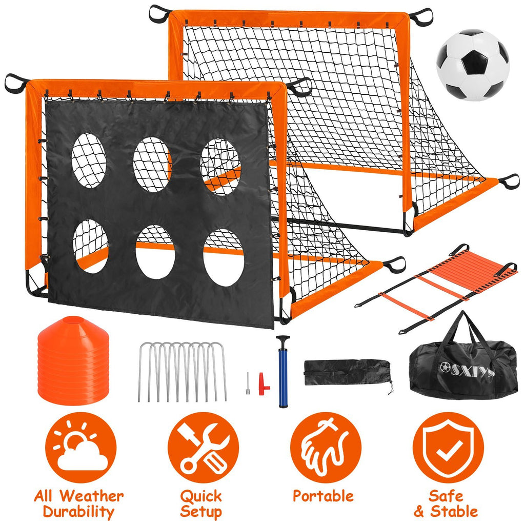 1Set Kids Soccer Goals Set For Yard Portable Soccer Training Equipment With Cones Agility Ladder Target Carry Bag For Toddler Outdoor Sport Play