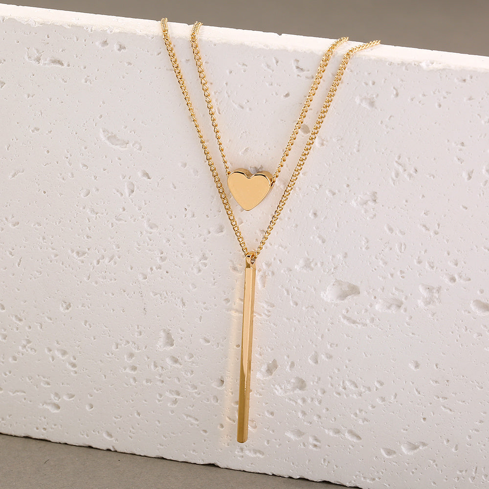 Europe And The United States New Personality INS Copper Love Safety Pin Pendant Multi-layer Copper Collarbone Chain Necklace Woman