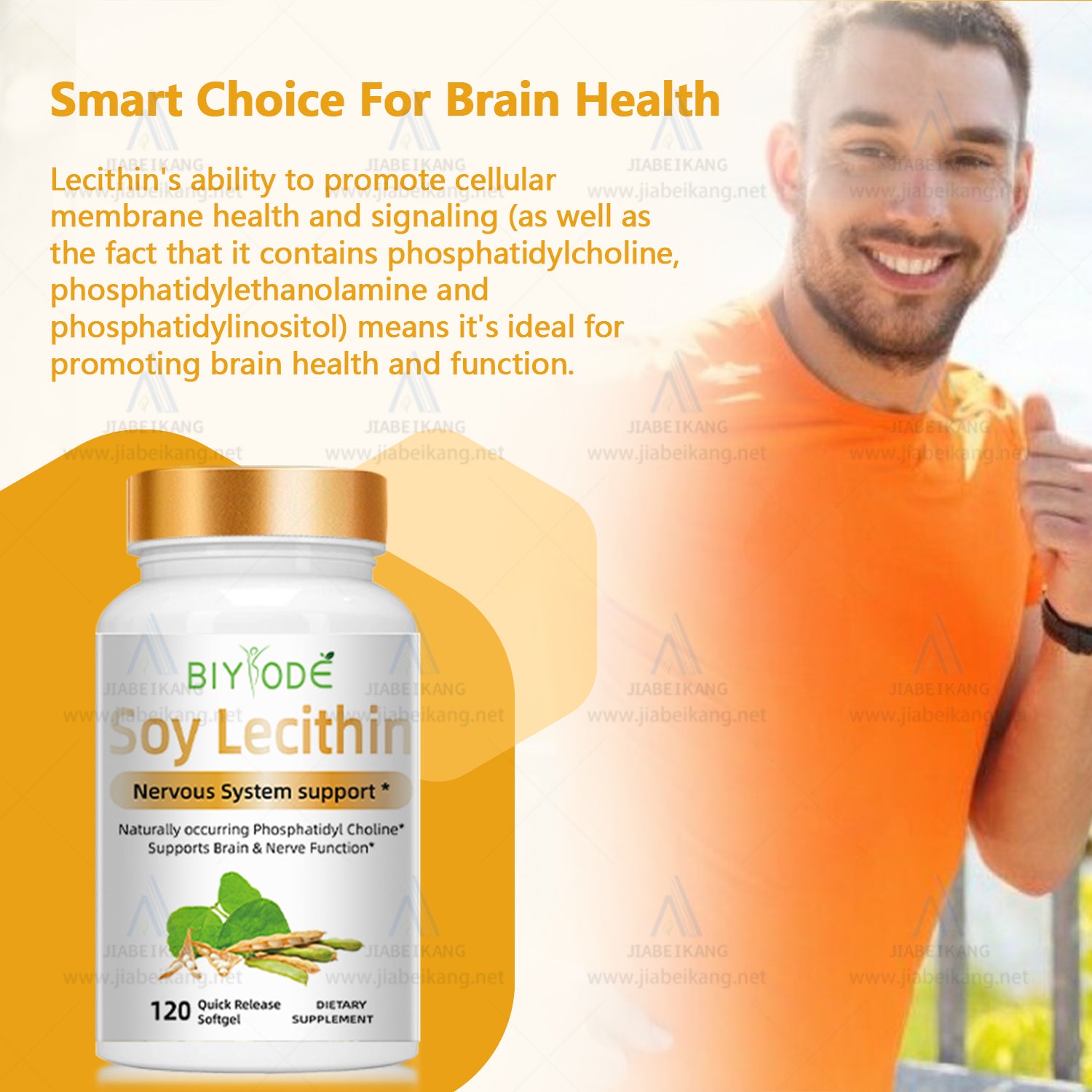 Private Label Halal Vegan Softgel Capsules Soy Lecithin Herbal Multivitamin For Nervous System, Brain And Mood Support OEM ODM Custom Supplement Manufacturer Wholesale
