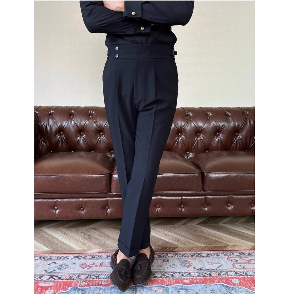 Men's High-waisted Straight-leg Trousers Casual Dress Pants