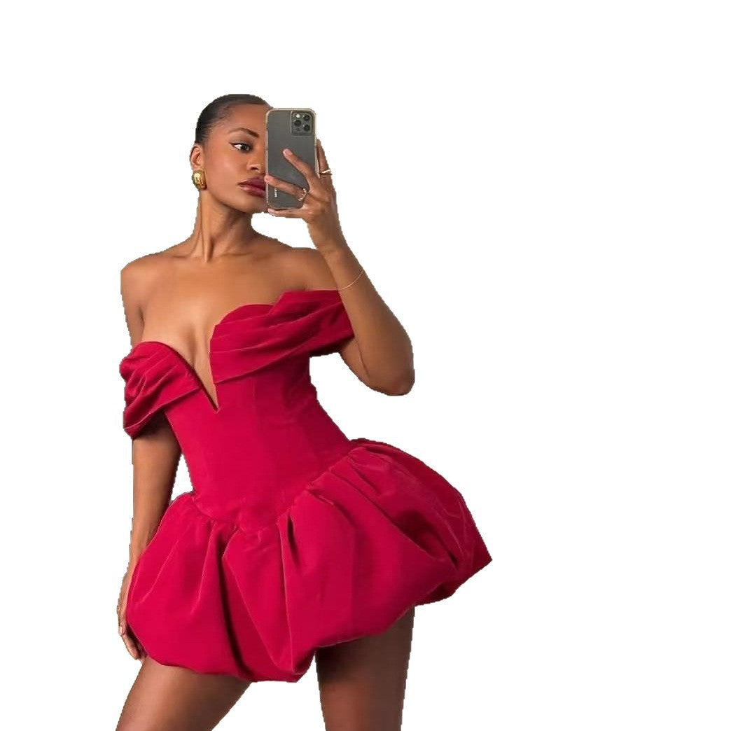 Women's Fashion Deep V Off-Shoulder Short Dress