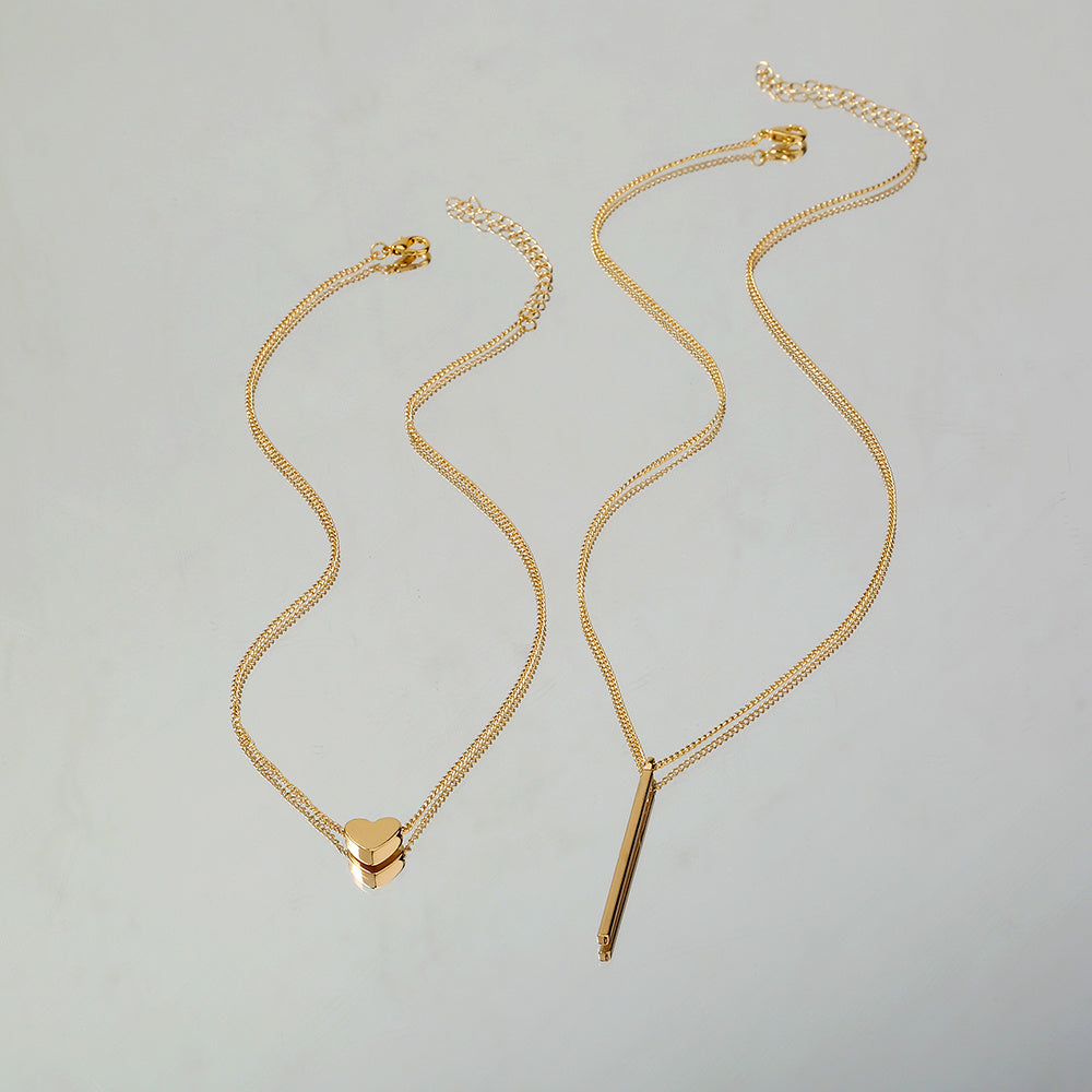 Europe And The United States New Personality INS Copper Love Safety Pin Pendant Multi-layer Copper Collarbone Chain Necklace Woman