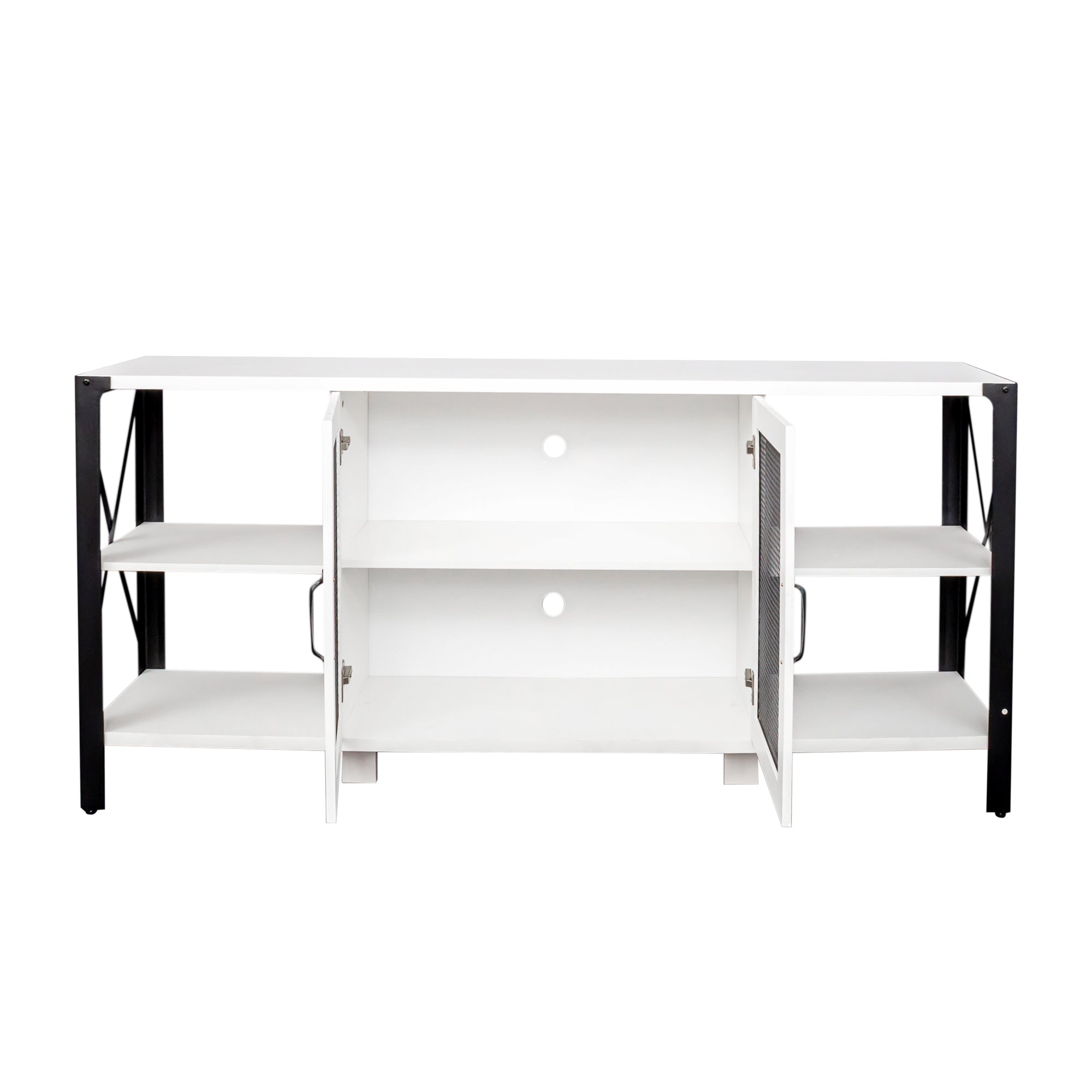 TV Stands For Living Room, Industrial TV Stand For Bedroom Furniture, Farmhouse TV Stand 80 Inch Television Stand , Modern Horizontal Wood And Metal Open Bookshelf