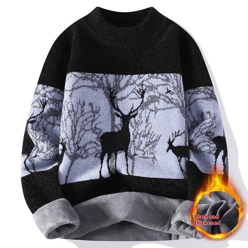 Chenille Mock Neck Sweater Men's Winter Coat