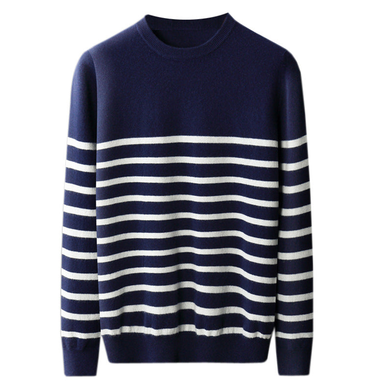 Round Neck Thin Navy-striped Shirt Knitted Sweater