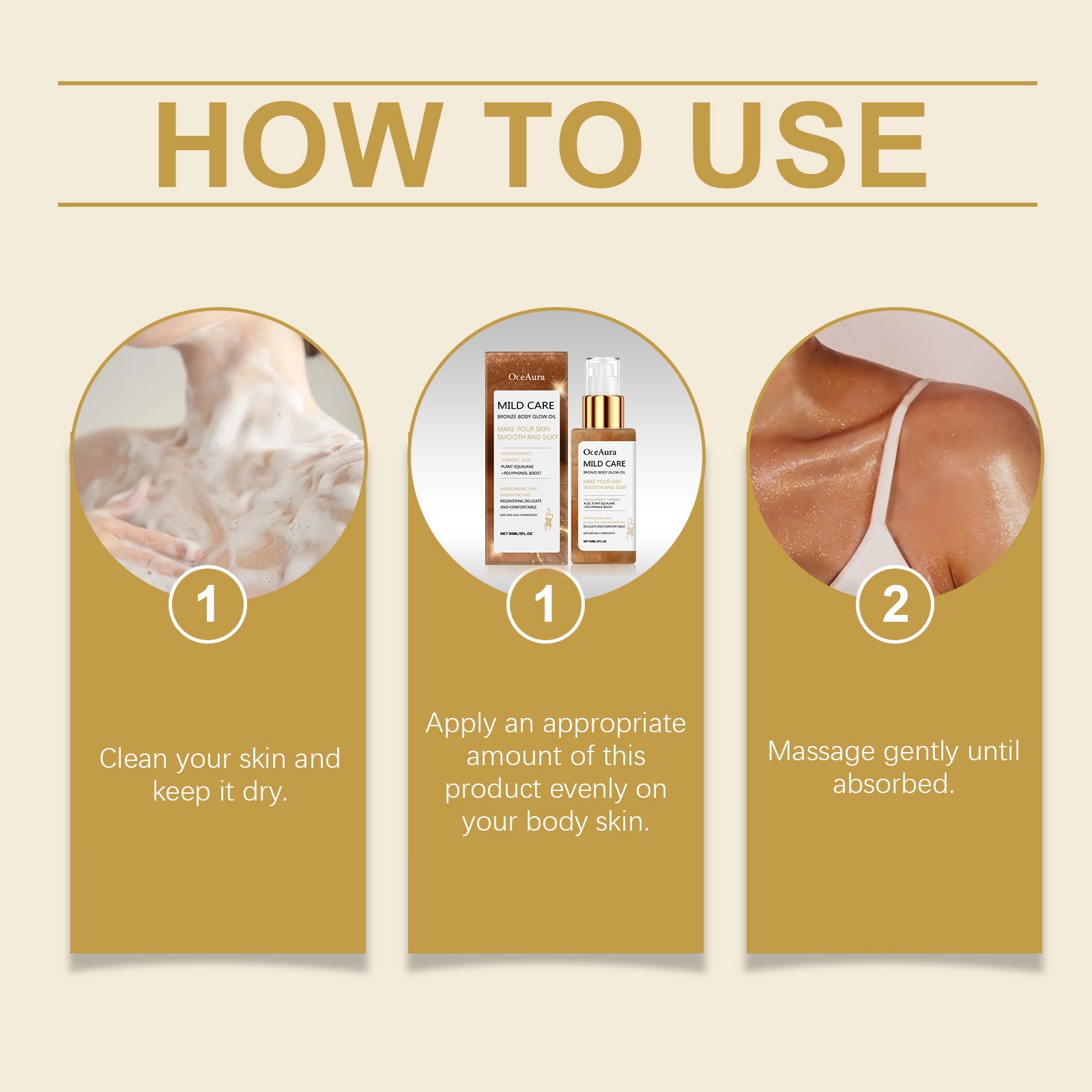 OceAura Bronze Body Glitter Oil Glitter Bronzer Rose Gold Highlighter Waterproof Moisturizing Massage