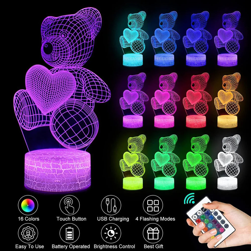 Acrylic 3D Night Light – Home, Bedroom & Holiday Gift