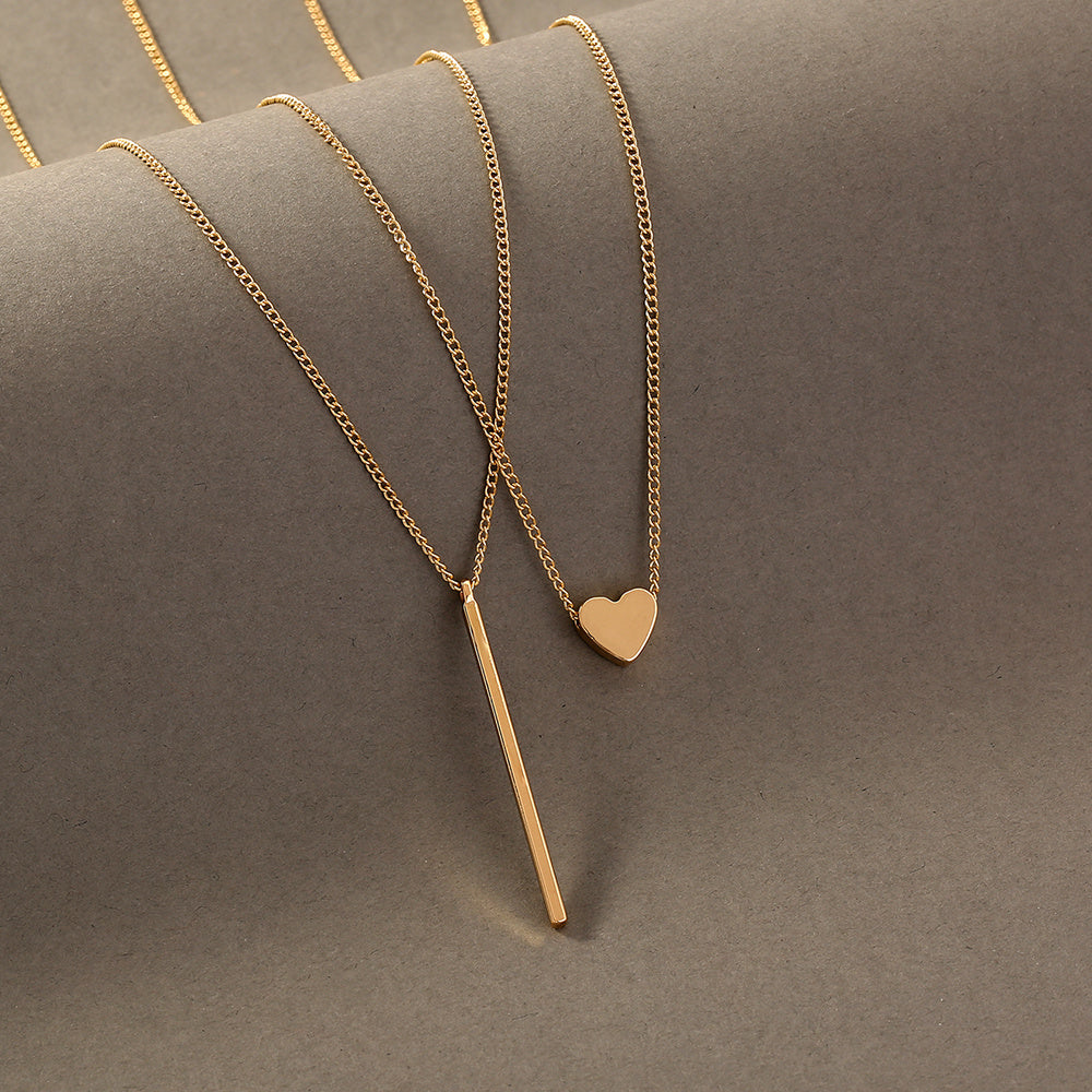 Europe And The United States New Personality INS Copper Love Safety Pin Pendant Multi-layer Copper Collarbone Chain Necklace Woman