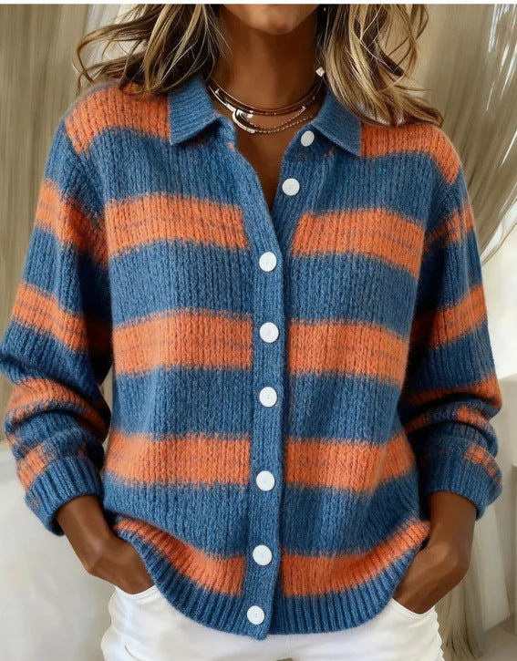 Women's Shirt Lapel Cardigan Top Solid Color