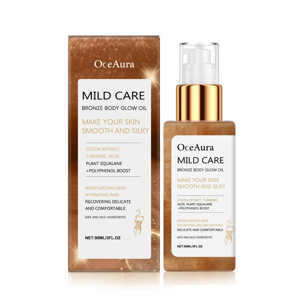 OceAura Bronze Body Glitter Oil Glitter Bronzer Rose Gold Highlighter Waterproof Moisturizing Massage