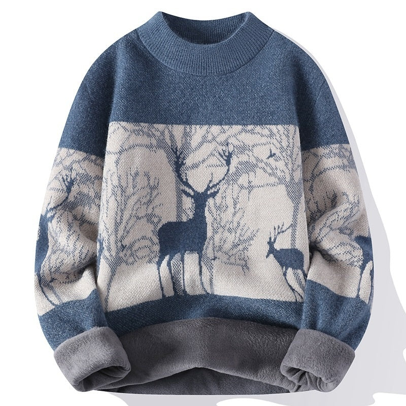 Chenille Mock Neck Sweater Men's Winter Coat