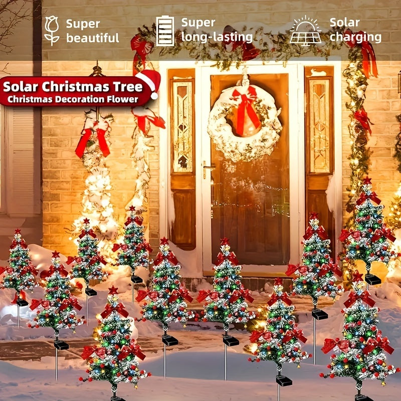 2pcs Solar Christmas Cedar Tree Lights Outdoor Lawn Ground Plug Patio Landscape Balcony Christmas