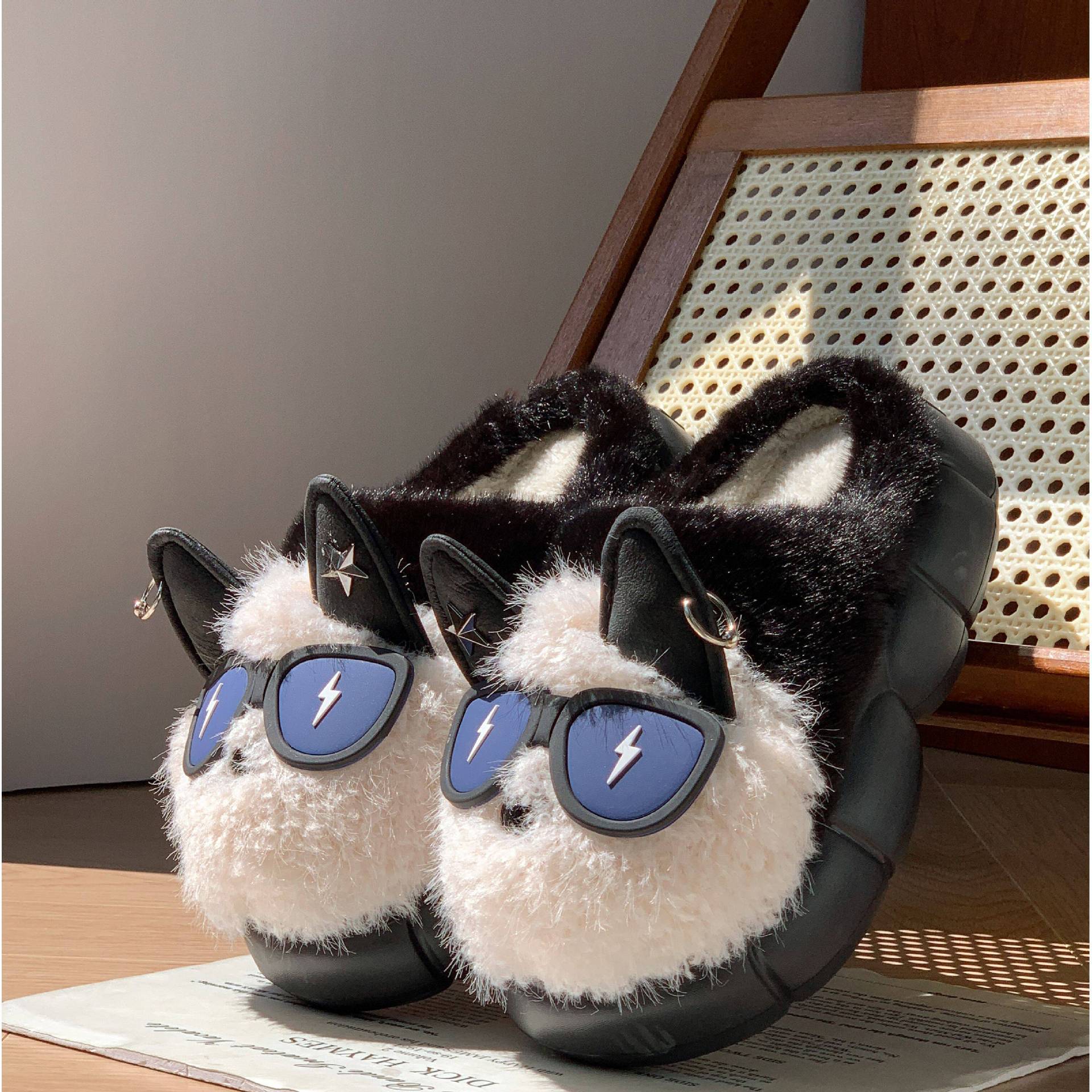 Plush Cotton Slippers – Soft EVA Sole, Round Toe, Flat Heel, Indoor/House Shoes SnugPaws