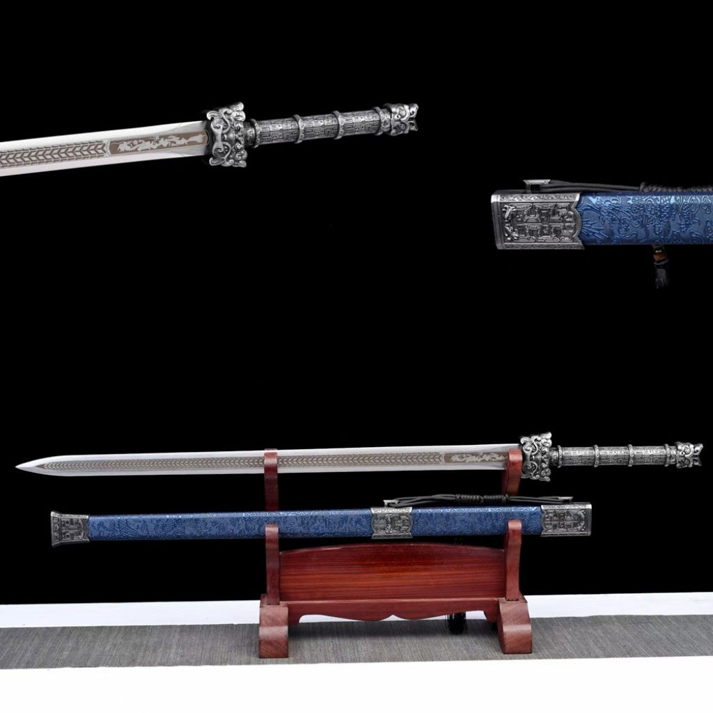 Ancient-Style Integral Tang-Style Sword Long Sword Manganese Steel Sword Blade Han-Style Sword Tang-Style Horizontal Saber, Cold Weapon Unsharpened