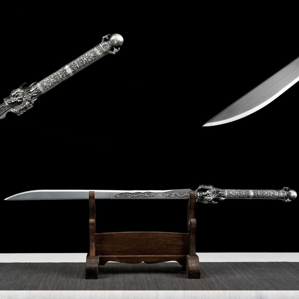 Ancient-Style Han Sword Hand-Forged Cold Weapon Collectible Gift  Decoration High Manganese Steel Integral Double Edged Unsharpened