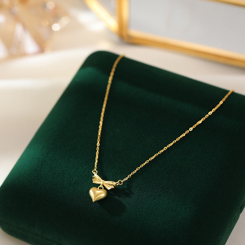 S925 Silver Korean Bow Love Pendant Necklace