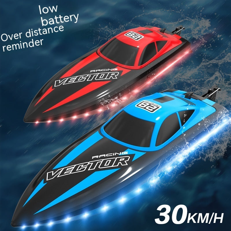 Remote Control Boat Toy – High-Performance RC Boat with USB Charging, Spare Propeller & Display Rack - BlueWave Racer