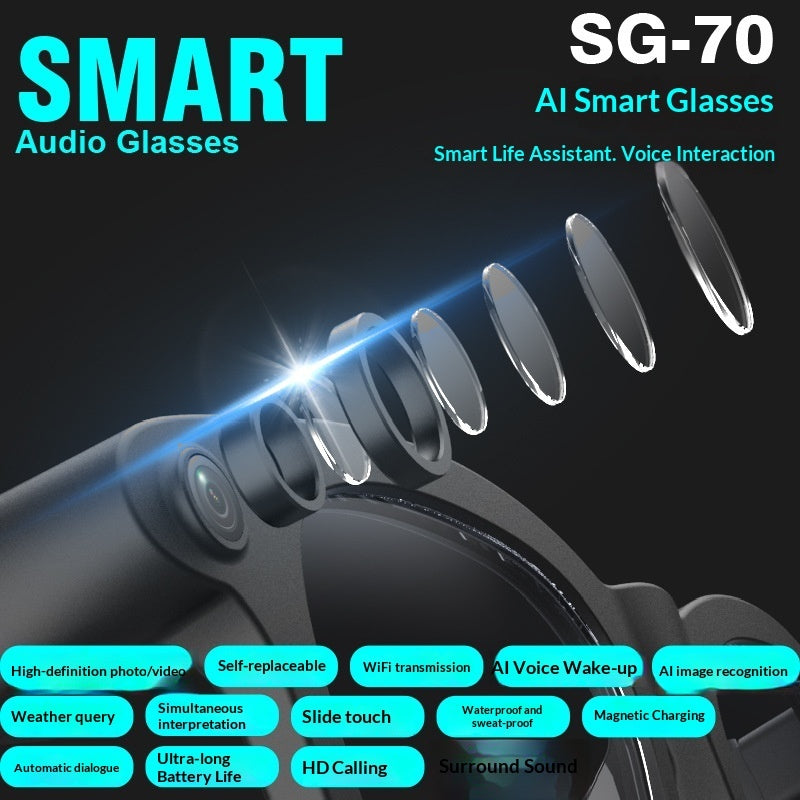 SG70 Smart Bluetooth Audio Glasses Voice Assistant Translation