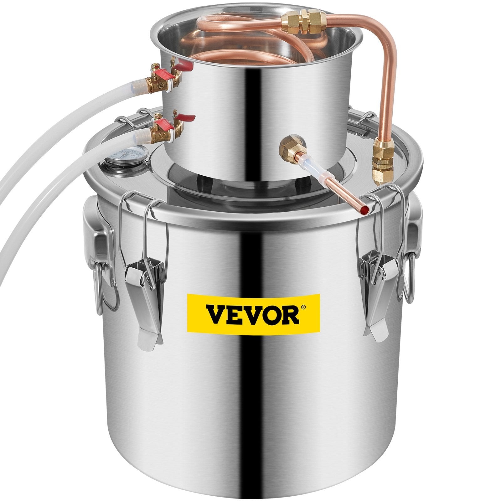 VEVOR Alcohol Still 8Gal 30L Stainless Steel Water Alcohol Distiller Copper Tube Home Brewing Kit Build-in Thermometer For DIY Whisky Wine Brandy