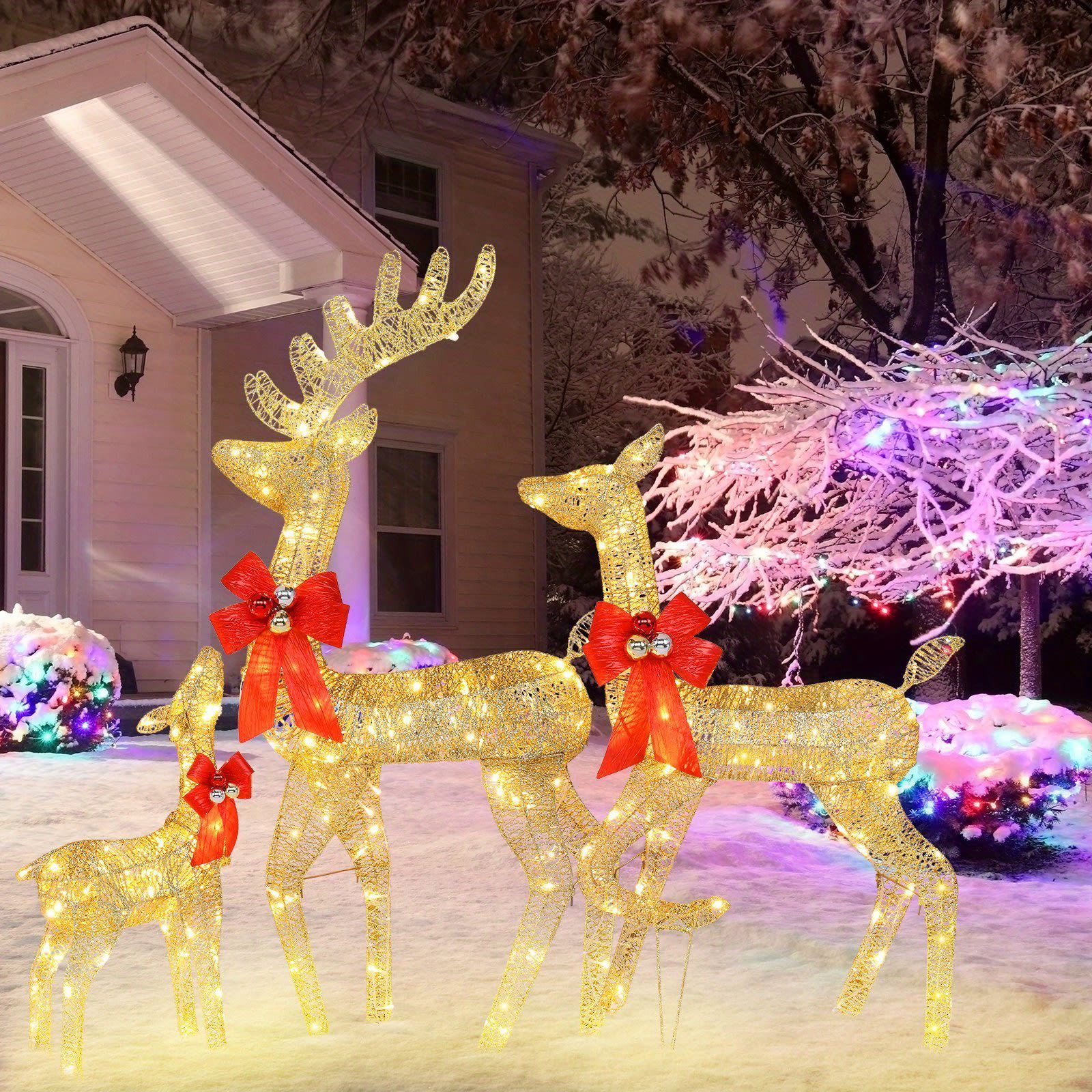 Golden Christmas Reindeer Set - 3-Piece Holiday Decoration