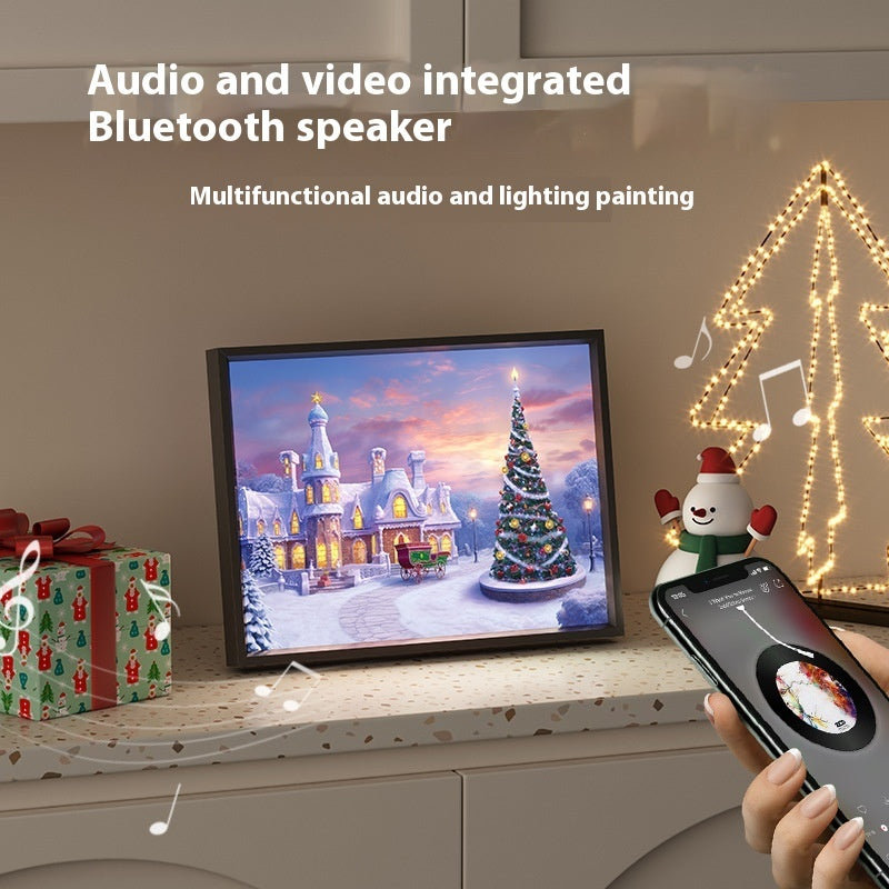Christmas Mini Bluetooth Speaker Painting with LED Lights