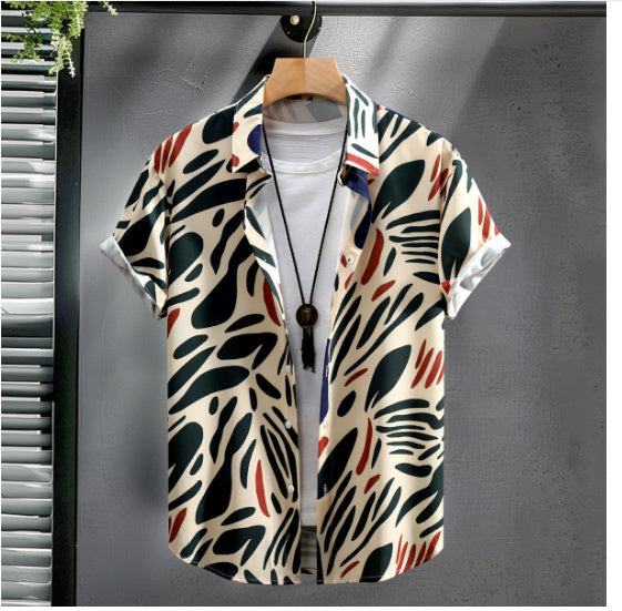 Men's Casual Cotton And Linen Men's Short-sleeved Shirt Men