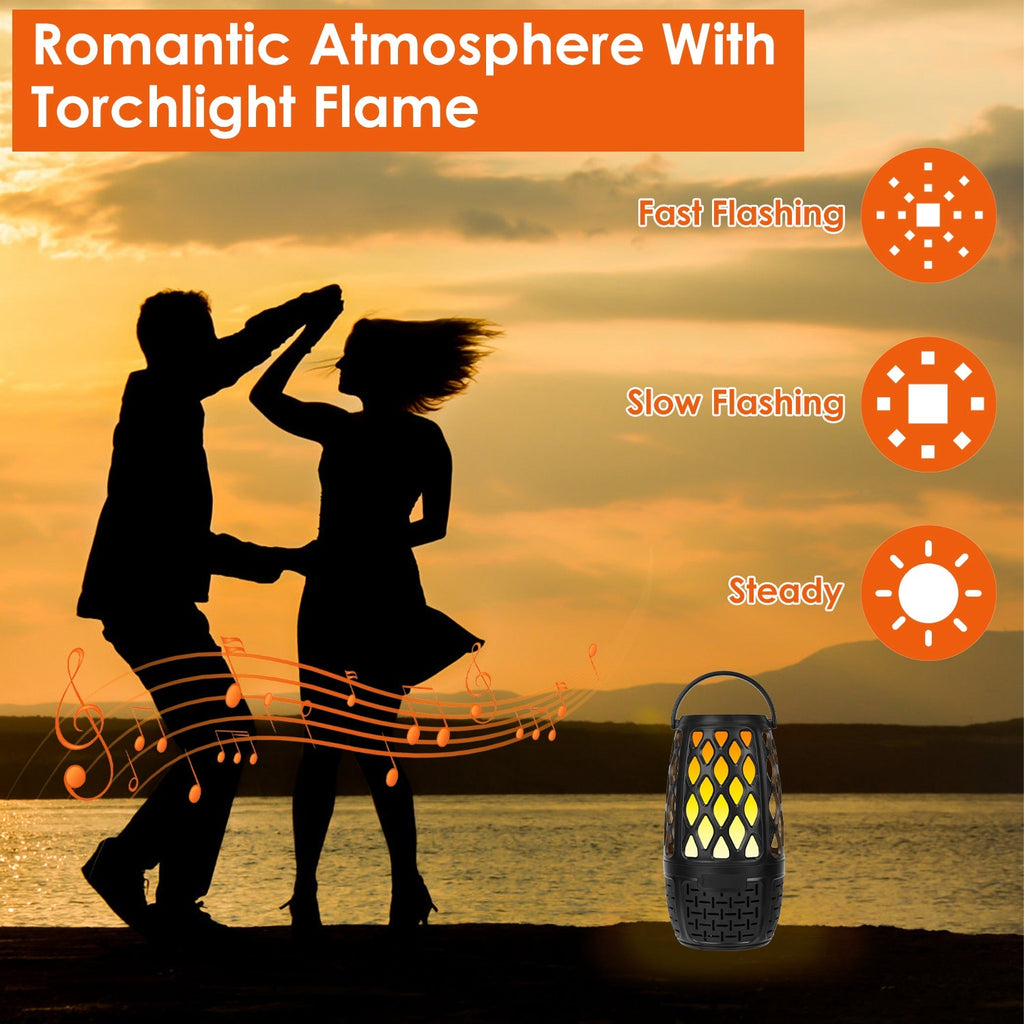 1Pc 4 In 1 Wireless 5.3 Outdoor Speaker IPX5 Waterproof Patio Speaker LED Flame Speaker With 3 Flame Light Modes Hook Stake Wall Mount Holder Sync Up To 1,00 Speakers