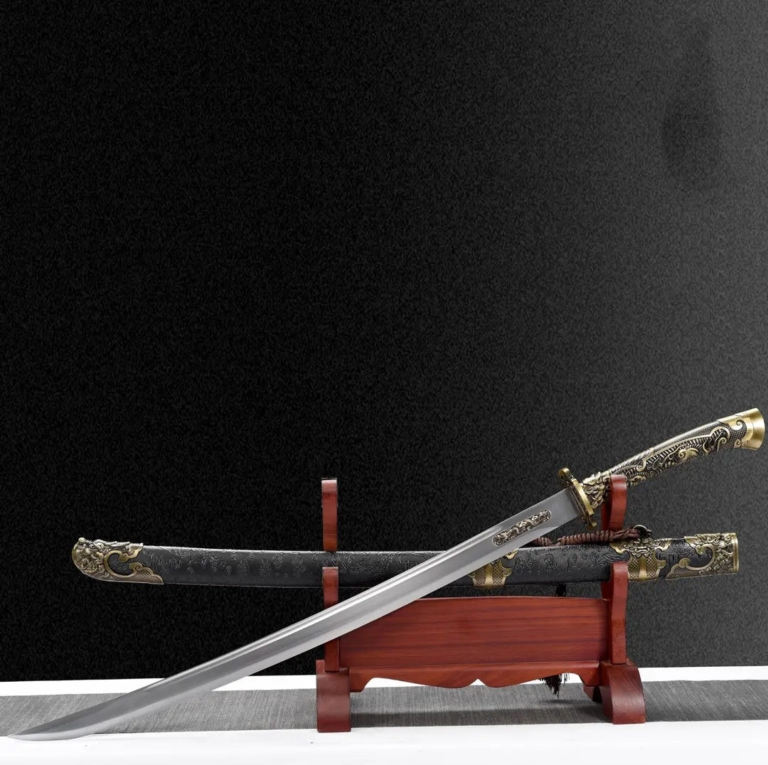 Fulong Wild Goose Feather Saber Integral Keel Structure High Manganese Steel  Collection-Grade  Self-Defense Cold Weapon  Unsharpened